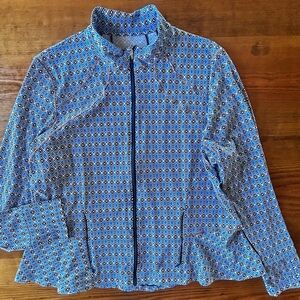 Coolibar Diamond Cove Swim Jacket Blue Geo Print XL